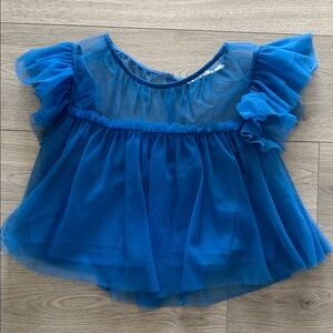 Blue Ruffled Chiffon Top NWOT